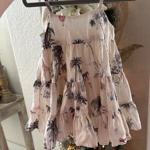 100% Linen & Cotton Kids Dress with Tropical Print